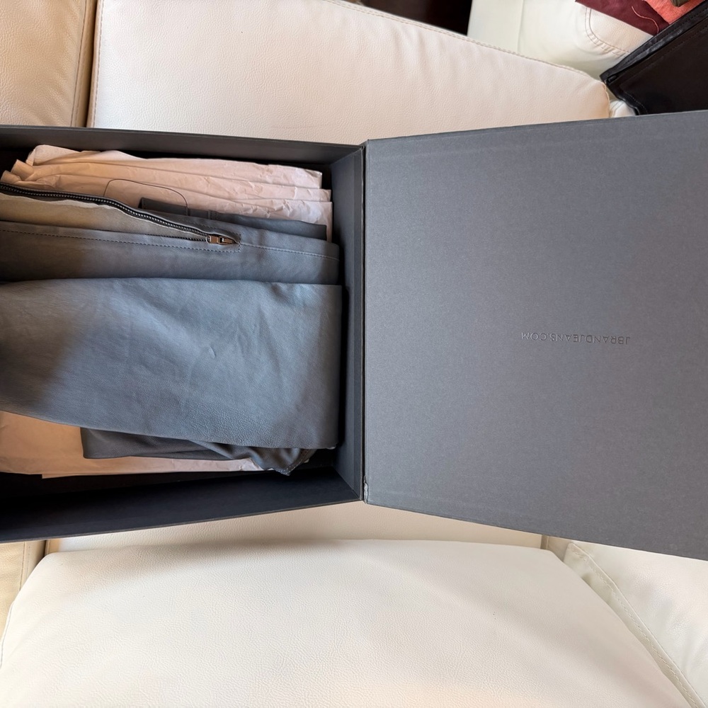 New J Brand Blue gray stretch lamb leather Pants size xs - Picture 12 of 14